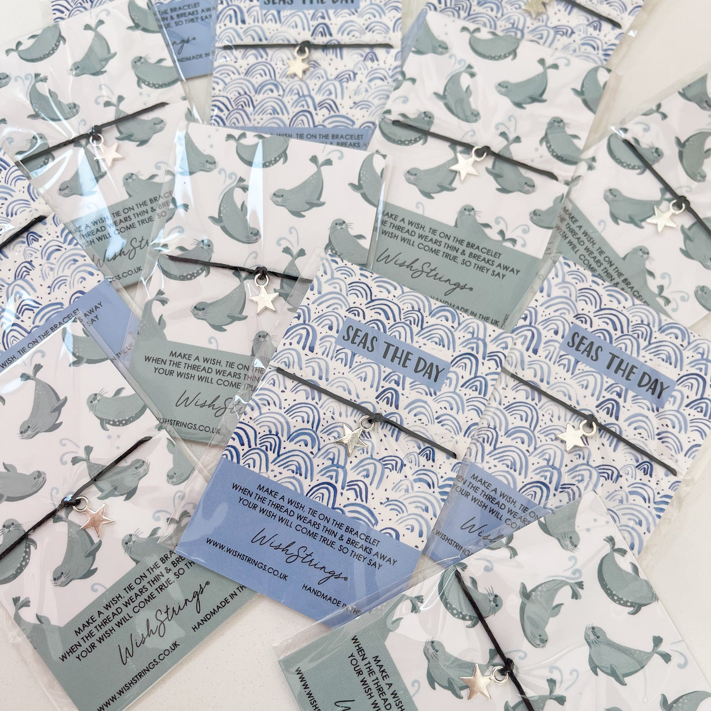 12 x WishStrings Waves ‘Seas the Day’ & Seal Designs | RRP £3.99 Each | Fantastic Margins | Limited Stock