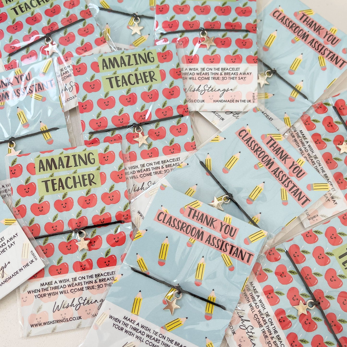 12 x WishStrings | Amazing Teacher & Thank You Classroom Assistant Designs | RRP £3.99 Each | Limited Stock