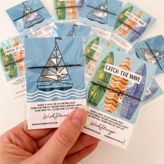 12 x WishStrings Boat & Surfboard ‘Catch the Waves’ Designs | RRP £3.99 Each | Fantastic Margins | Limited Stock