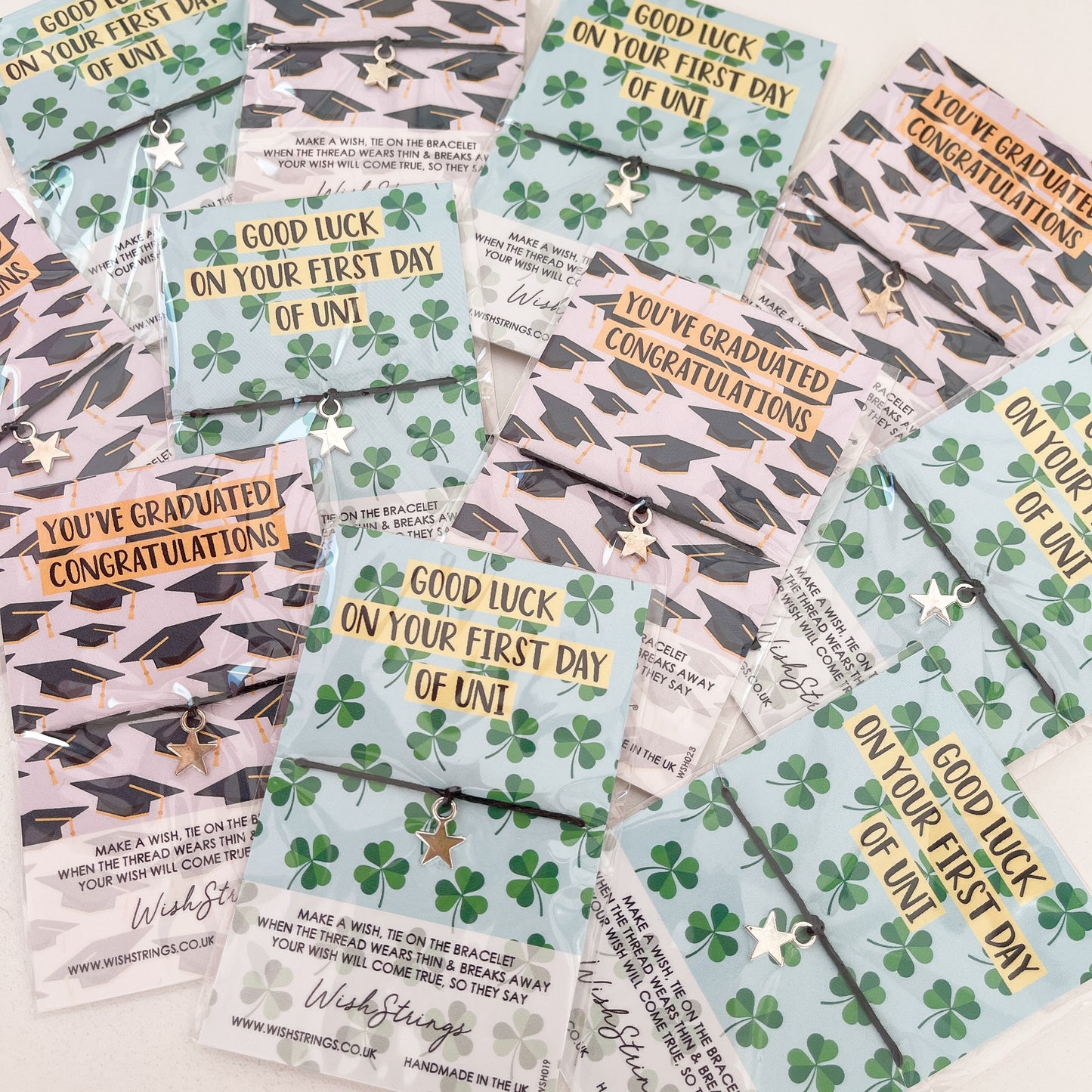 12 x WishStrings Graduation & First Day at Uni Designs | RRP £3.99 Each | Fantastic Margins | Limited Stock