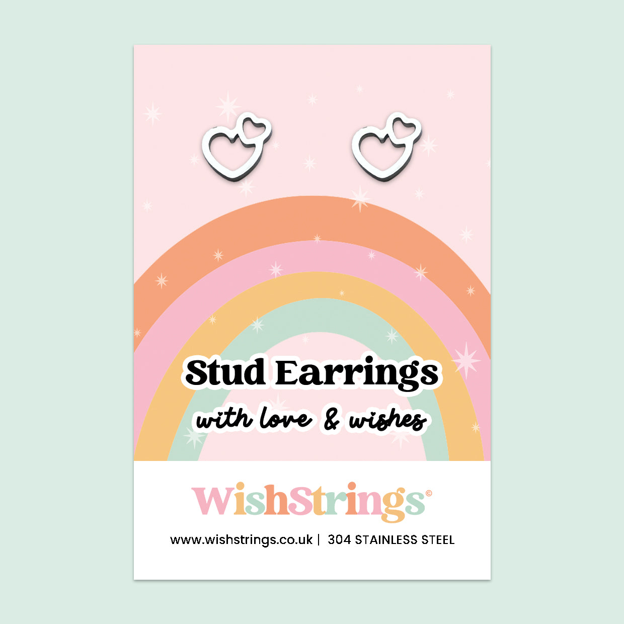 Double Heart Stud Earrings | 304 Stainless Steel | E007