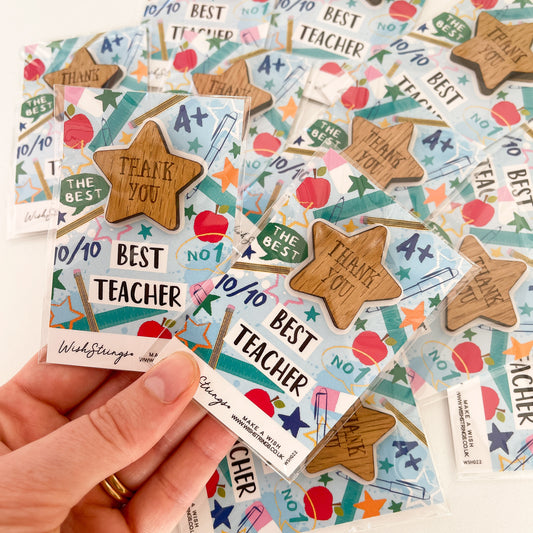 12 x Best Teacher ‘Thank You Star’ Pocket Hugs | RRP £3.99 Each | Fantastic Margins | Limited Stock