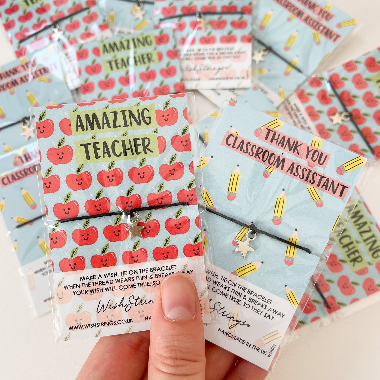 12 x WishStrings | Amazing Teacher & Thank You Classroom Assistant Designs | RRP £3.99 Each | Limited Stock