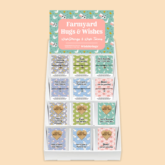 Farmyard WishStrings & Pocket Hugs - Pre-filled Counter Display Stand