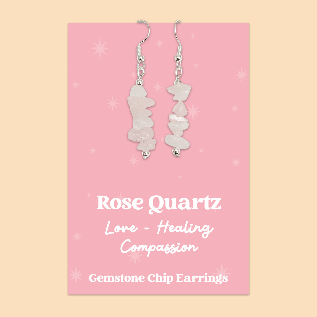 WishStrings “Rose Quartz” Gemstone Chip Earrings | GS055