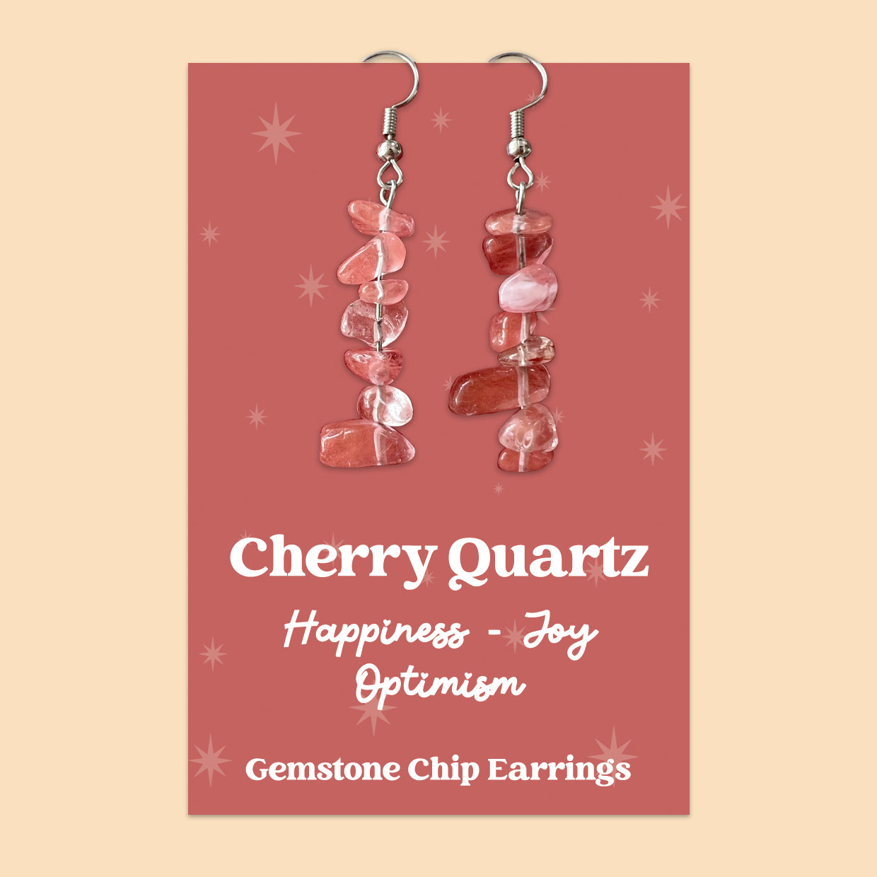 WishStrings “Cherry Quartz” Gemstone Chip Earrings | GS067