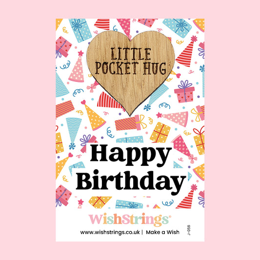 Happy Birthday - Oak Pocket Hug Token | J056