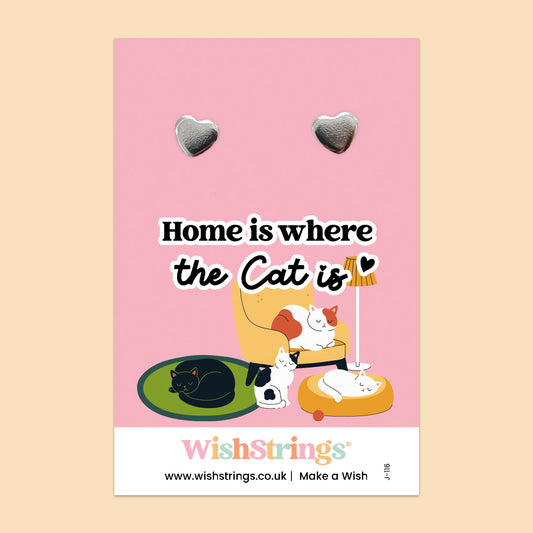 Home is Where the Cat Is - Heart Stud Earrings | J116