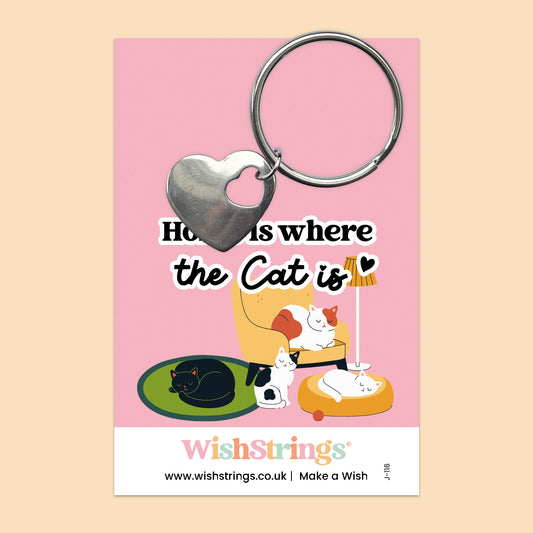 Home is Where the Cat Is - HEART KEYRING - J116