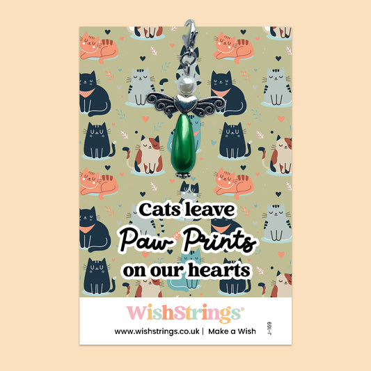 Cats Leave Paw Prints on Our Hearts - Wish Angels, Clip on Keepsake | J169