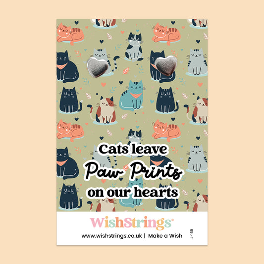 Cats Leave Paw Prints on Our Hearts - Heart Stud Earrings | J169