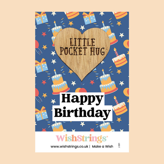 Happy Birthday - Oak Pocket Hug Token | J301