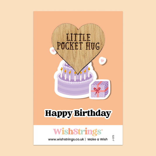 Happy Birthday - Oak Pocket Hug Token (J373)
