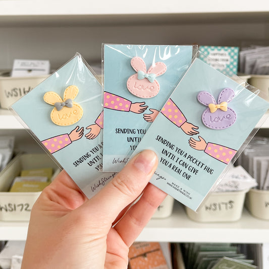 SALE - Bunny resin pocket hug token, Mixed Colours - S085