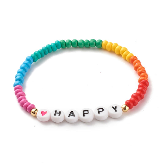 Friends Rainbow - Beaded Stretch Bracelet (B015)