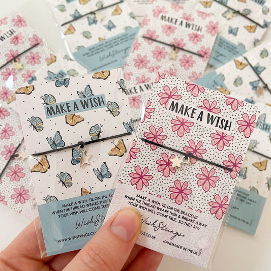 12 x WishStrings ‘Make a Wish’ Butterfly & Flower Pattern Designs | RRP £3.99 Each | Fantastic Margins | Limited Stock