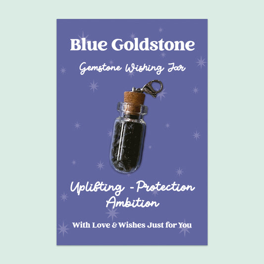 Blue Goldstone Wishing Jar – Clip-On Keepsake | GS024