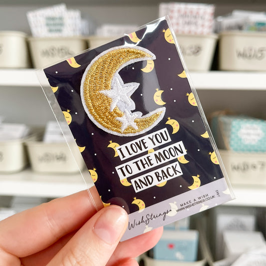 SALE - Gold Moon, Embroidery iron on patch - S088