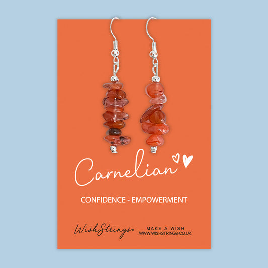 Carnelian - Gemstone Chip Dangle Earrings