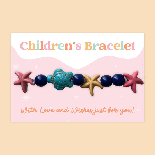 Sea Turtles & Starfish - Children's Beaded Bracelet (CB015)