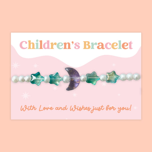 Dream Moon & Stars - Children's Beaded Bracelet (CB018)