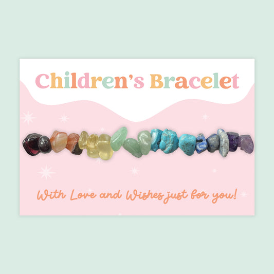 Chakra, Gemstone Chips - Children's Beaded Bracelet (CB030)