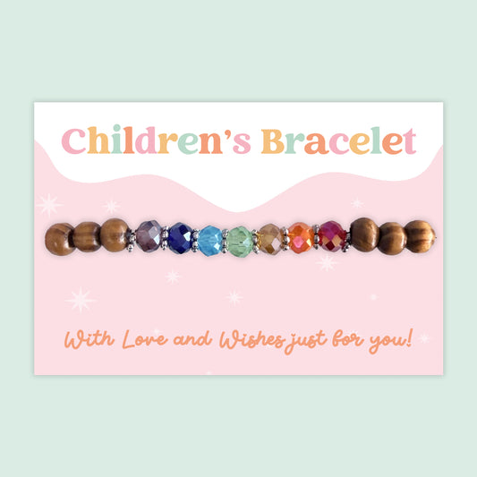 Chakra, Gemstone Chips - Children's Beaded Bracelet (CB030)