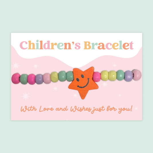 Smiley Star - Children's Beaded Bracelet (CB036)