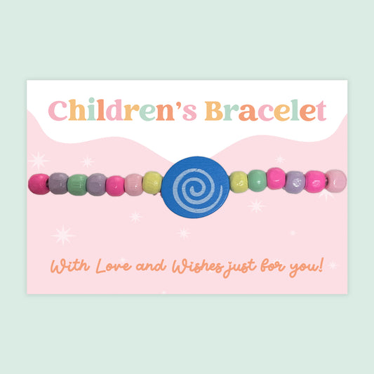 Blue Swirl - Children's Beaded Bracelet (CB039)