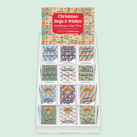 Traditional Christmas WishStrings & Pocket Hugs - Pre-filled Counter Display Stand