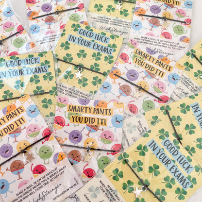 12 x WishStrings ‘Good Luck in Your Exams’ & ‘Smarty Pants You Did It’ Designs | RRP £3.99 Each | Fantastic Margins | Limited Stock