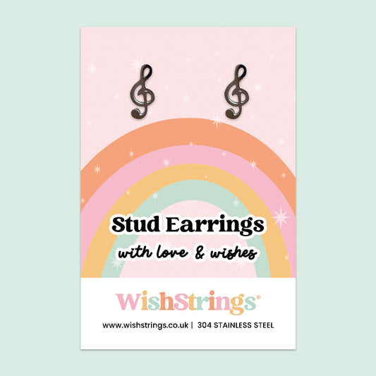 Music Note Stud Earrings | 304 Stainless Steel | E002