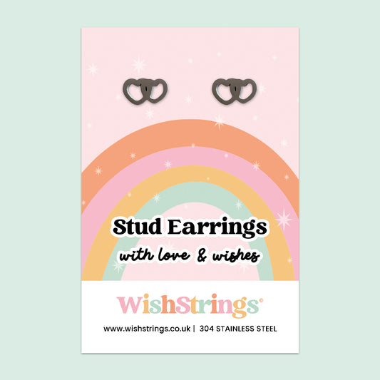 Double Heart Stud Earrings | 304 Stainless Steel | E004