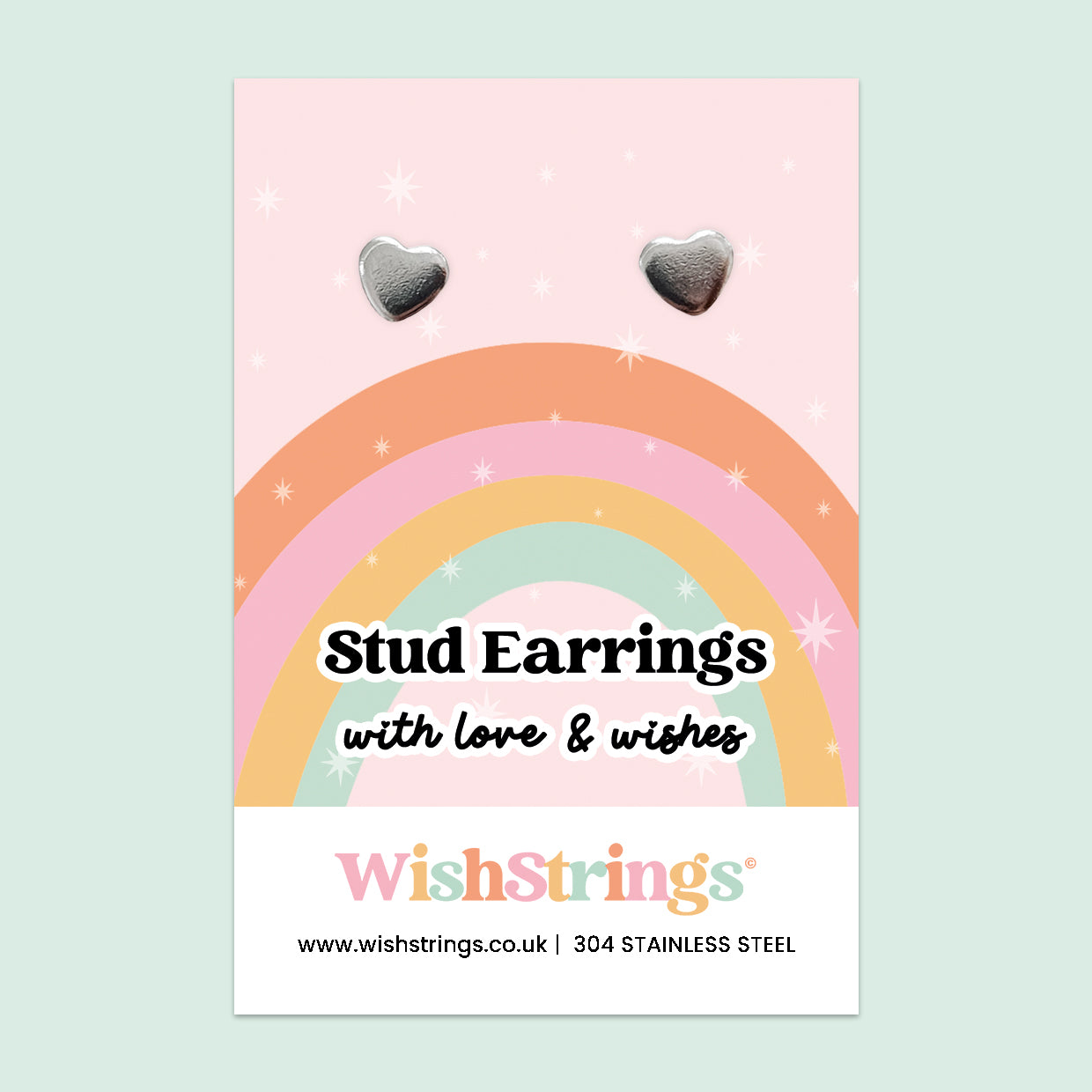 Brushed Heart Stud Earrings | 304 Stainless Steel | E012
