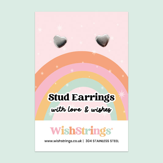 Brushed Heart Stud Earrings | 304 Stainless Steel | E012