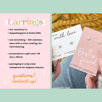 Brushed Heart Stud Earrings | 304 Stainless Steel | E012