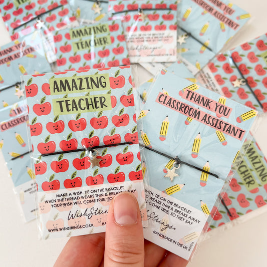 12 x WishStrings | Amazing Teacher & Thank You Classroom Assistant Designs | RRP £3.99 Each | Limited Stock