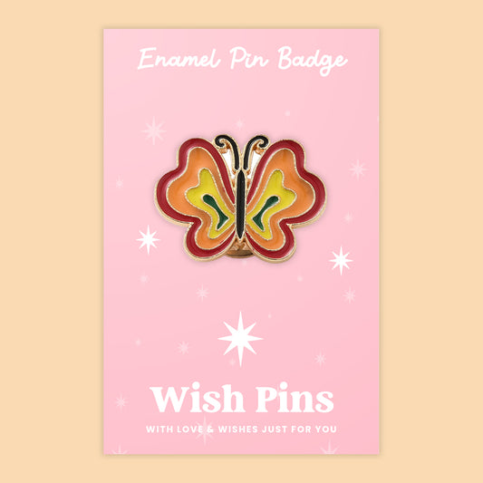 Orange Butterfly - Wish Pins - Enamel Pin Badge (EWP020)