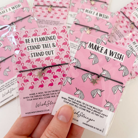 12 x WishStrings ‘Make a Wish Unicorns’ & ‘Be a Flamingo – Stand Tall and Stand Out’ Designs | RRP £3.99 Each | Fantastic Margins | Limited Stock