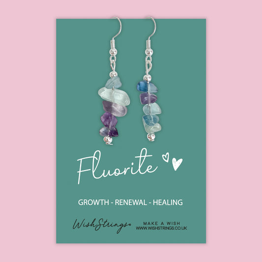 Fluorite - Gemstone Chip Dangle Earrings