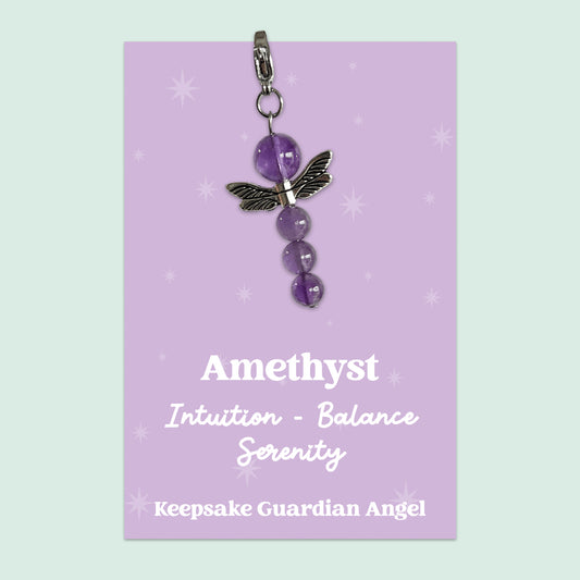 Amethyst Crystal Gemstone | Guardian Angel Clip Charm | GS046