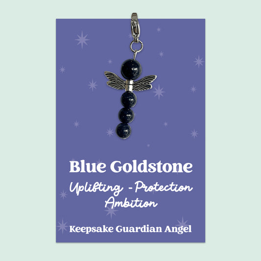 Blue Goldstone Crystal Gemstone | Guardian Angel Clip Charm | GS023