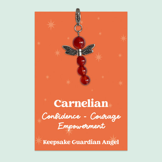 Carnelian Crystal Gemstone | Guardian Angel Clip Charm | GS011