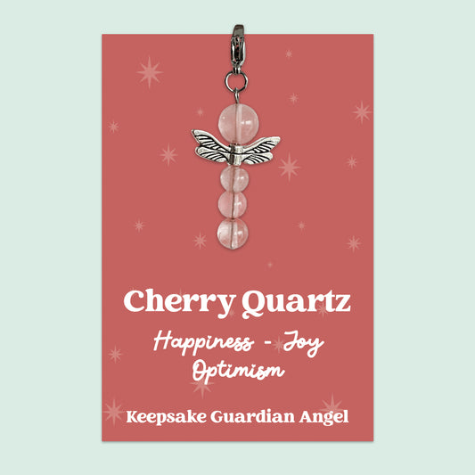 Cherry Quartz Crystal Gemstone | Guardian Angel Clip Charm | GS070