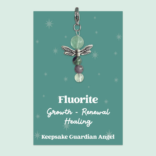Fluorite Crystal Gemstone | Guardian Angel Clip Charm | GS082