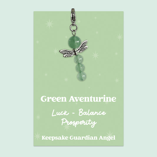 Green Aventurine Crystal Gemstone | Guardian Angel Clip Charm | GS052