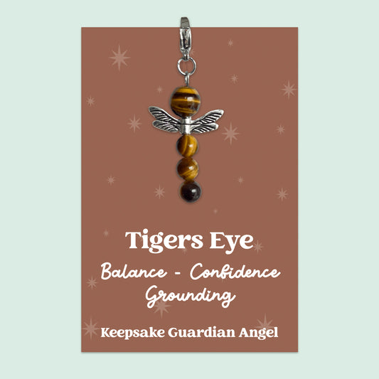 Tigers Eye Crystal Gemstone | Guardian Angel Clip Charm | GS029