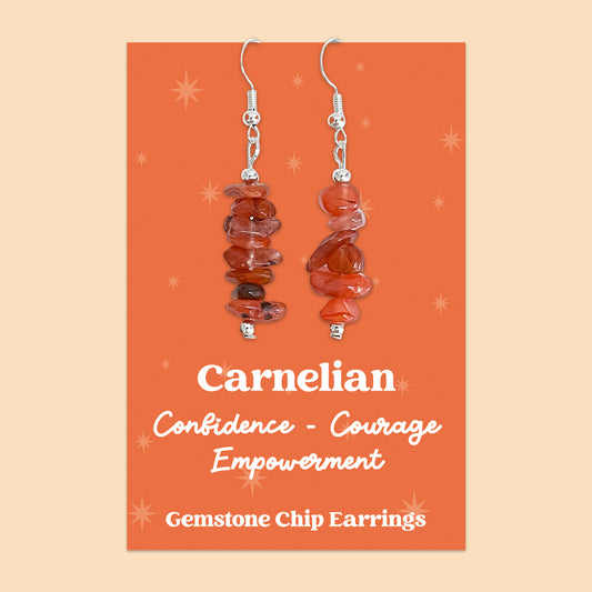 WishStrings “Carnelian” Gemstone Chip Earrings | GS008