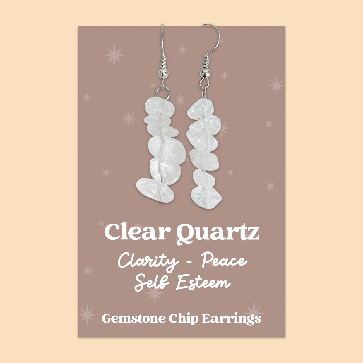 WishStrings “Clear Quartz” Gemstone Chip Earrings | GS014