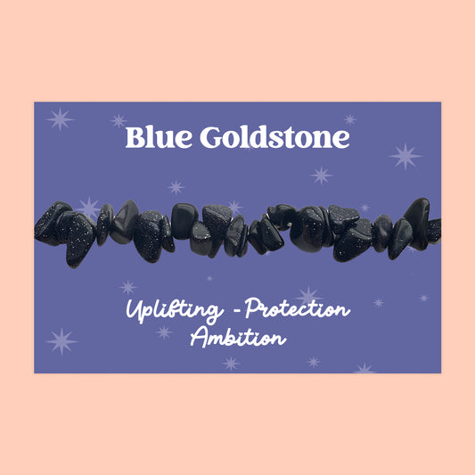 Blue Goldstone- Gemstone Chip Bracelet - GS019